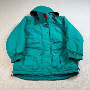 Vintage Edelweiss Skiwear Jacket Womens Medium Green Hooded Aztec Parka 90s Coat